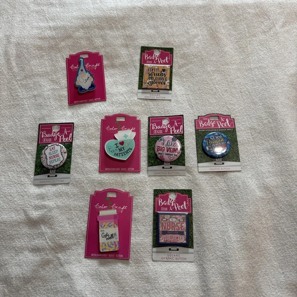Nurse Badge A Peel Outside The Box Interchangeable Badge‎ Reels Lot Of 8